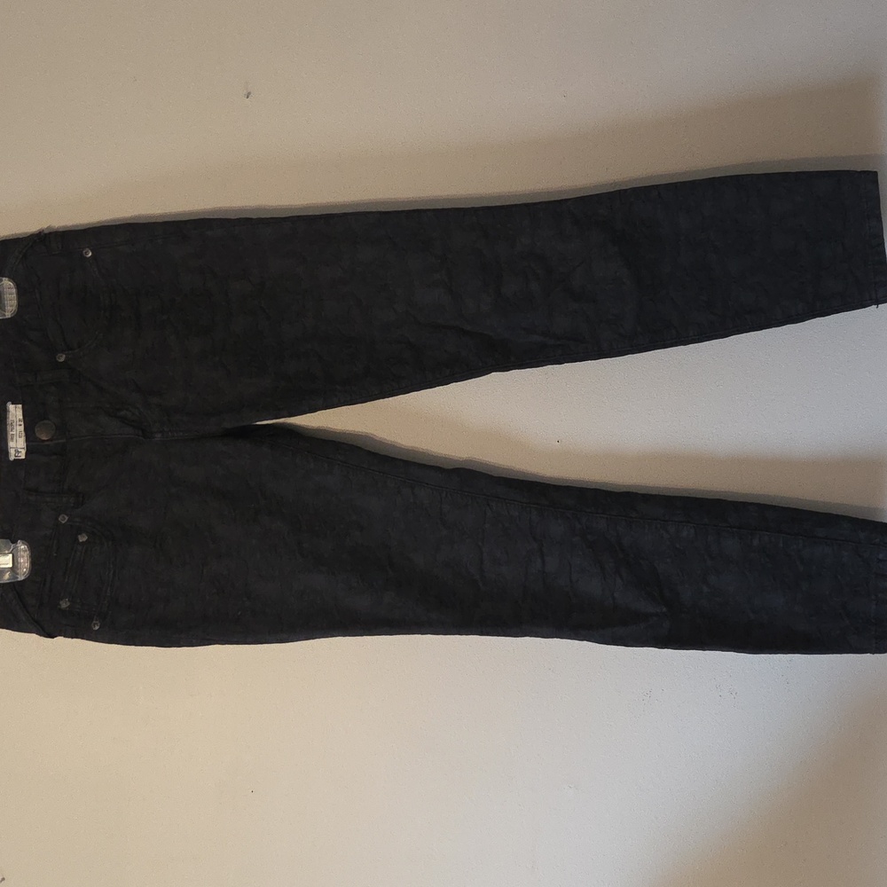 FREE PEOPLE black Jacquard Skinny stretch Pants (27)